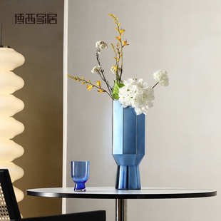 博西家居 电镀铝绿色水杯型高脚水培玻璃花瓶家居客厅装饰插花器