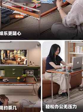 北欧包豪斯艾琳茶几家用UGE功能古沙发矮桌in多s复风不锈钢茶几