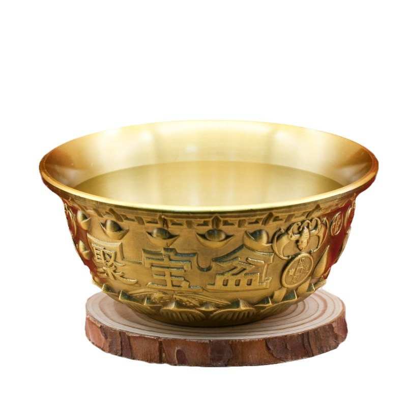 黄铜聚宝碗聚宝盆客厅办公室桌面招财摆件抖音热门款铜碗高端礼品