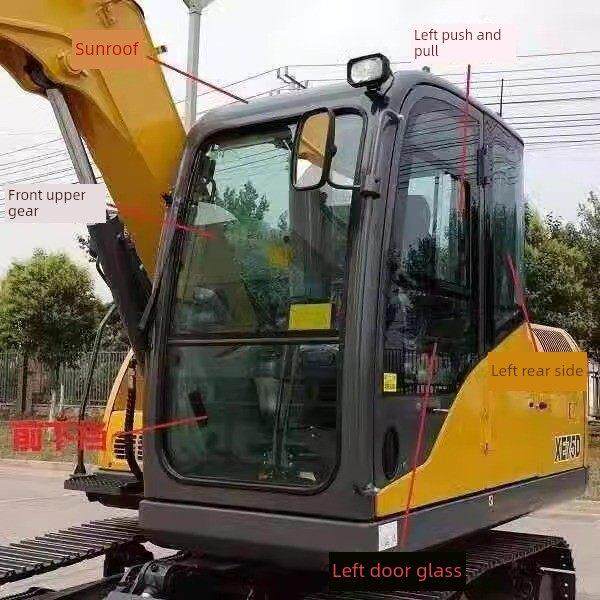 徐工XE75D/75DA挖掘机前后挡风左后侧天窗后挡右臂车门钢化玻璃