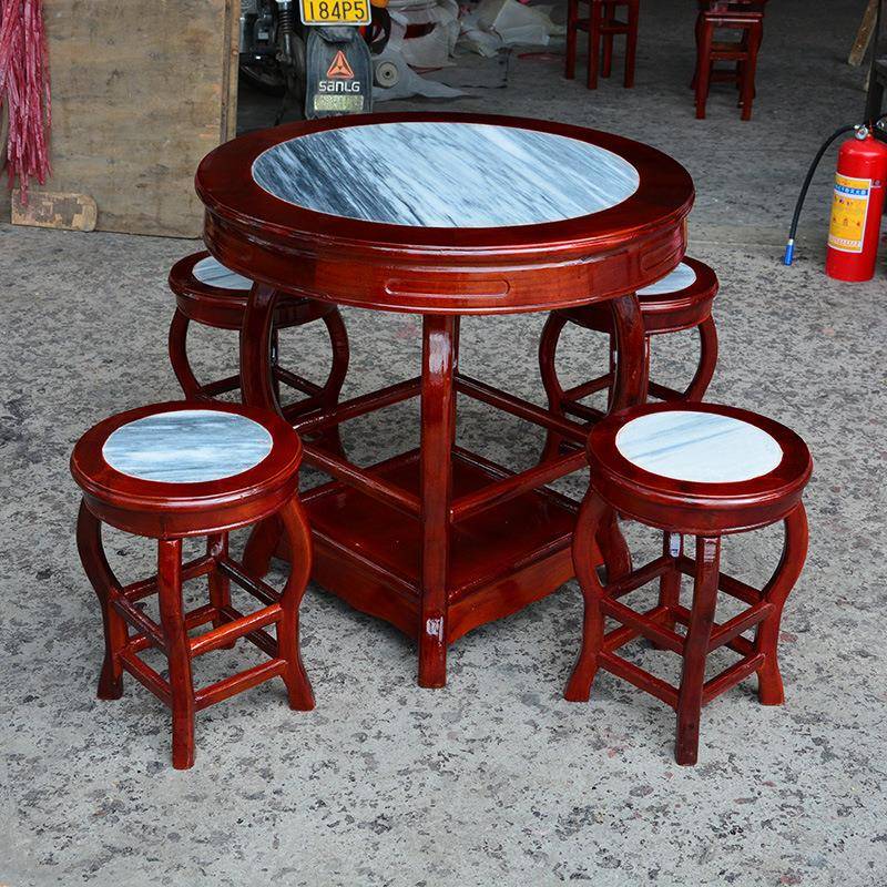 仿古实DS=399木云石早餐商用面凉茶馆店桌椅圆快桌餐桌大理石饭店