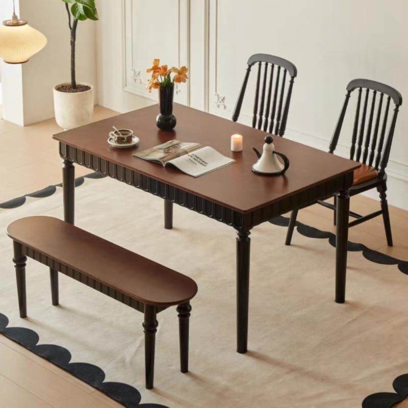 法式美式实木复古餐桌餐桌椅组合小户型古风家用长方形桌子饭桌