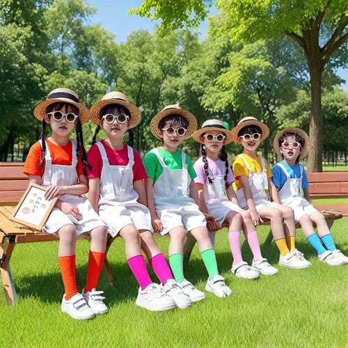 儿童背带裤糖果色棉恤短袖套装幼儿园毕业班服男女童舞蹈演出服