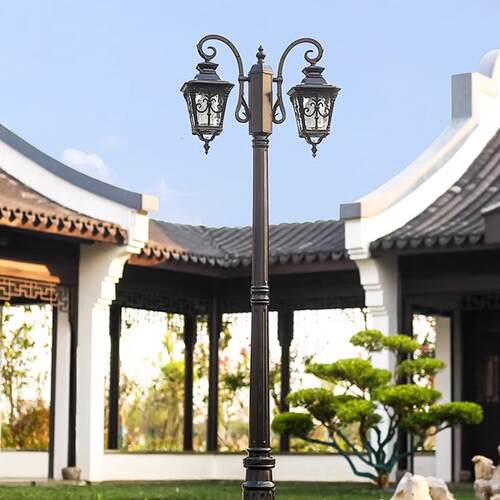 欧式复古双头庭院灯别墅花园灯高杆庭院路灯杆小区户外防水景观灯