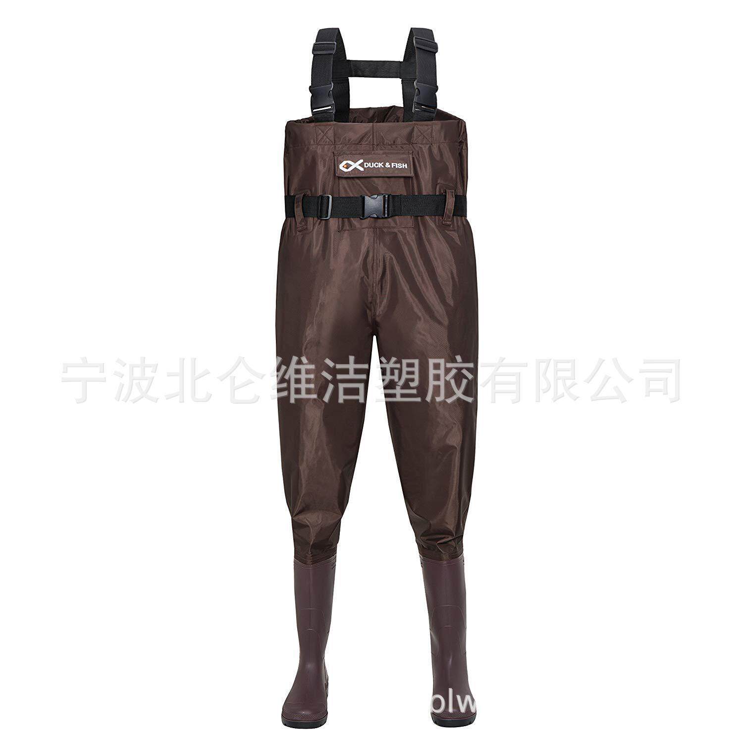 连体下水裤尼龙钓鱼裤成人防水耐磨轻便透气插秧裤半身防水衣