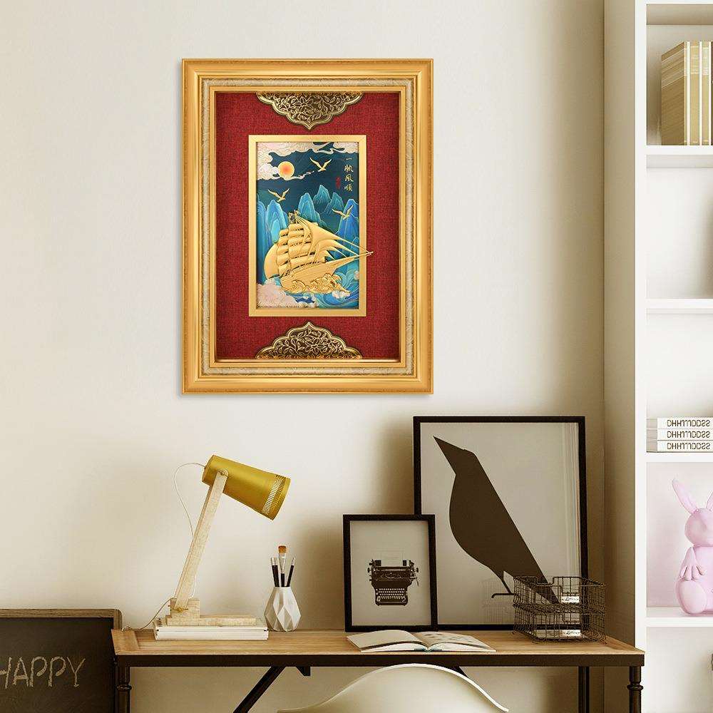 一帆风顺金箔画公司店铺开业招财摆件墙面装饰画家居装饰挂画