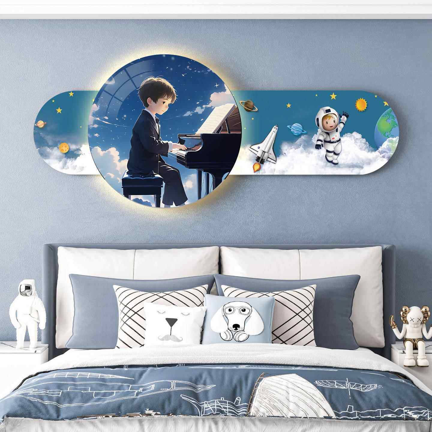 可爱温馨通儿童房画饰画创意趣味女孩装男卡孩房DK3-F13间卧室床