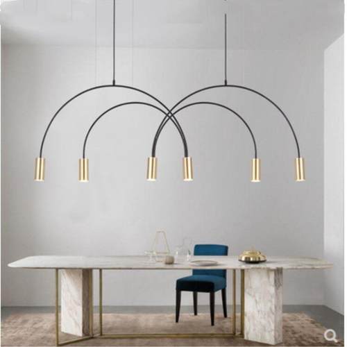 北欧极简餐厅吧台吊灯几何线条灯创意个性设计师前台拱形饭厅吊灯