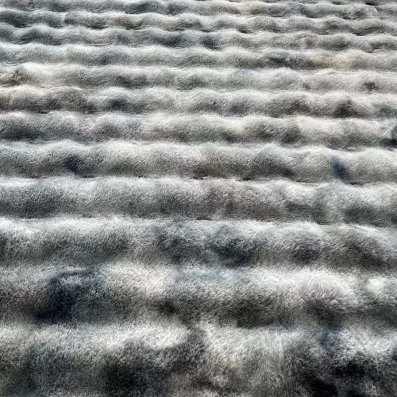 Набивные ткани 兔毛泡泡绒扎染高档服装面料 提印花起泡绒抱枕沙发毛绒布料批发