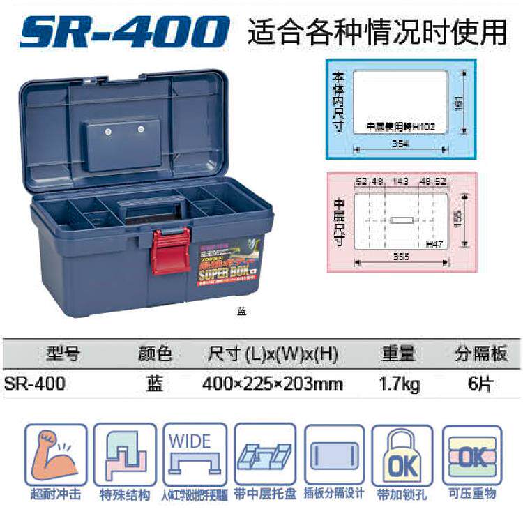 正品原装日本口RI料NG S进3TAR塑工具箱 五金收纳盒SR85 400 450