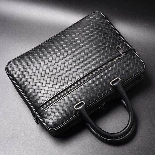 Men Bags Mini Briefcase Laptop 14 13 Cowskin Genuine Leather