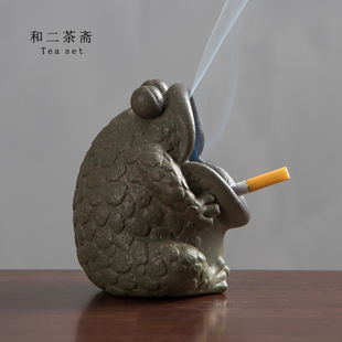 潮流可爱摆 精品陶瓷烟灰缸防飞灰轻奢复古办公室家用大号创意个性