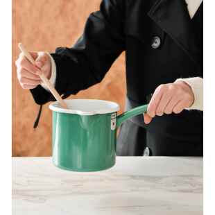 奥地利制造Riess搪瓷湖绿清新双耳汤锅奶锅平底锅电磁炉火炉通用