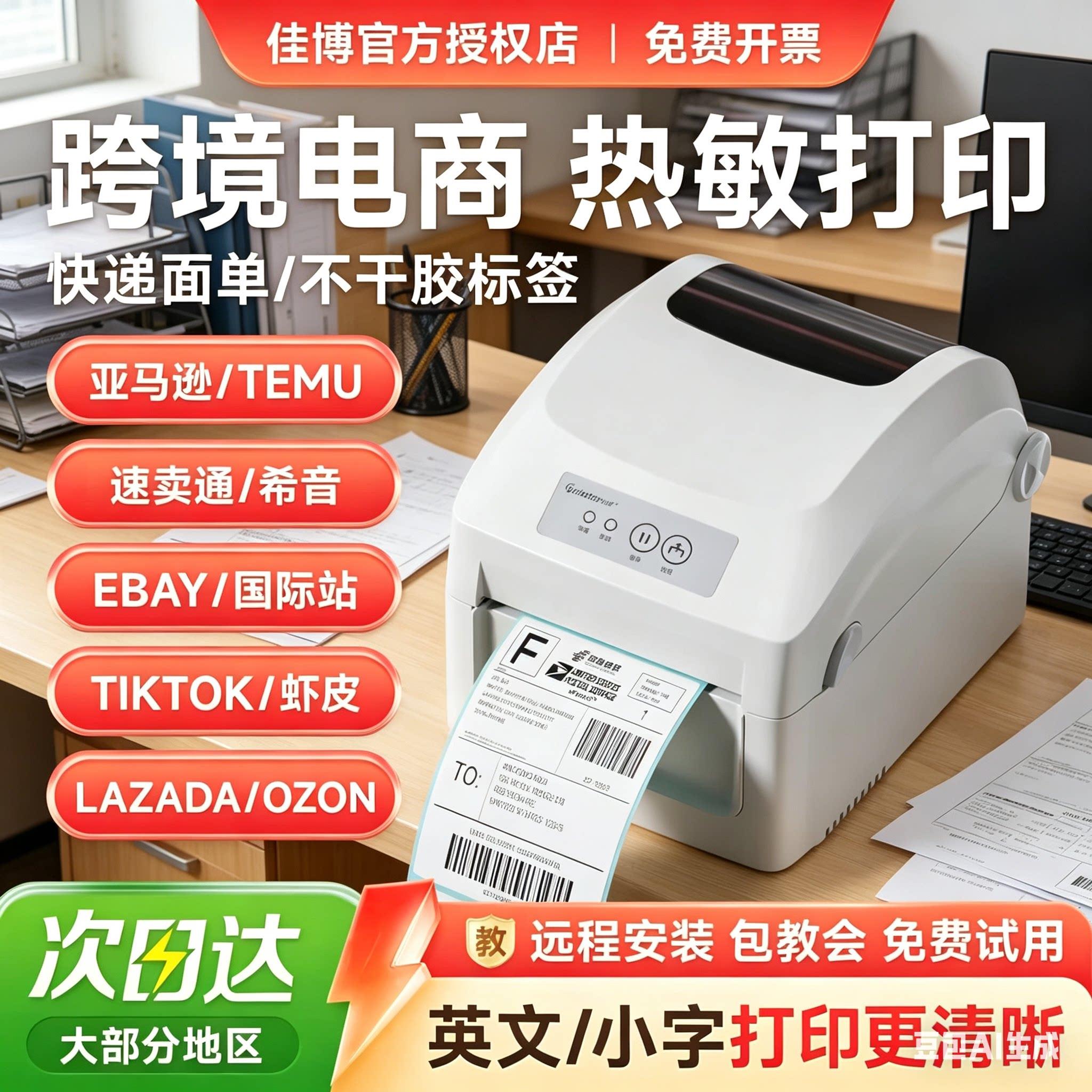 佳博GP1326D电子面单不干胶标签仓储物流跨境电商temu快递打印机