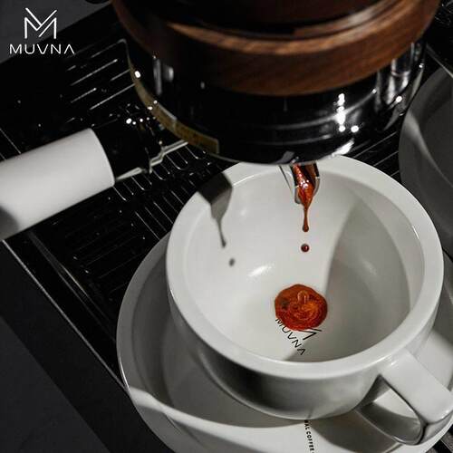 MUVNA慕威纳 意式卡蕾latte咖啡陶瓷拿铁杯280ml压纹艺术拉花杯
