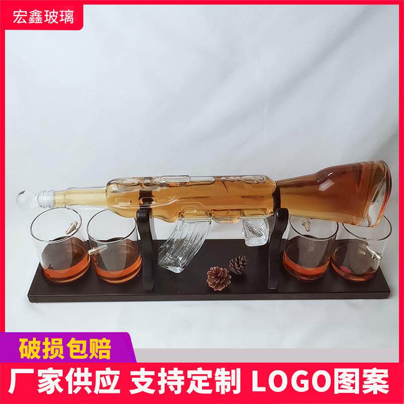现货创意工艺酒瓶枪形人参泡酒瓶异型红酒醒酒器异型玻璃瓶