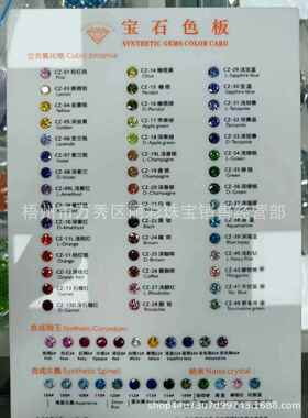 源头厂家 专业高级5A锆石色卡 人造宝石形状颜色切割介绍色板