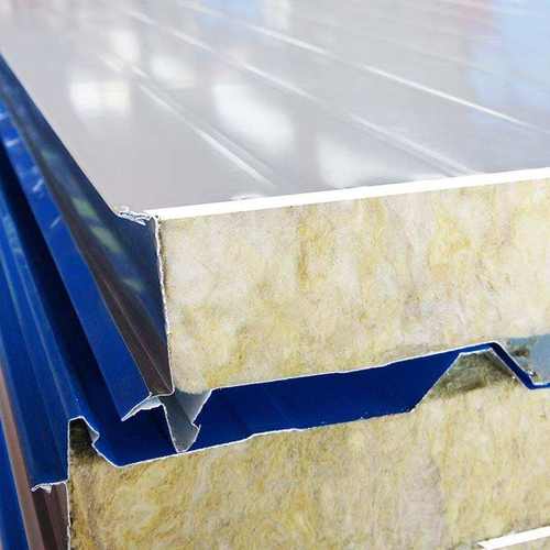 岩棉防火芯吊顶彩钢隔墙彩泡沫保温瓦岩棉100净化钢板夹机制厚瓦