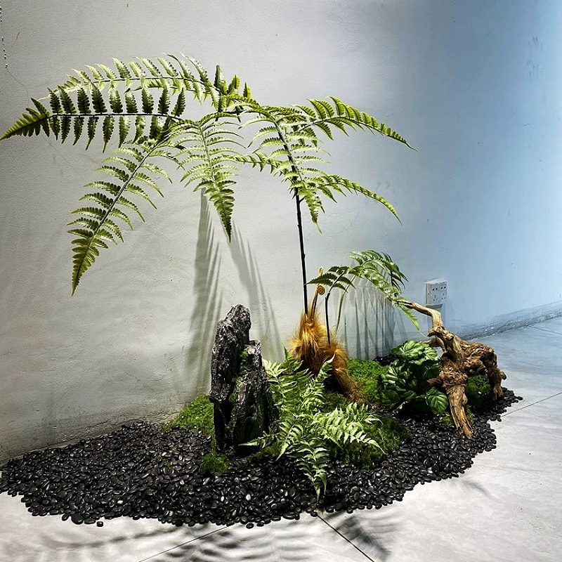 室内景观仿真金丝蕨造盆栽植物蕨类绿植仿生微景观景猴头蕨