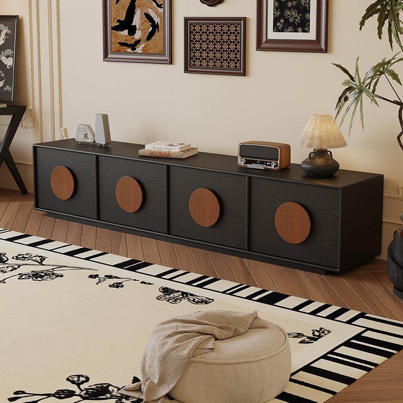 法式覆古电视柜茶几组合客厅新款中古风黑色电视机柜家用实木地柜,住宅家具,电视柜,淘宝优惠券,粉丝福利购,淘宝优惠卷