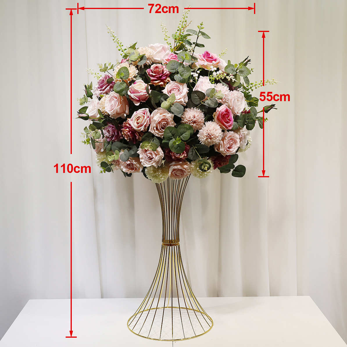花艺花球摆放仿真花架几何婚礼植新款餐桌圆绿玫瑰架子装饰烛台花
