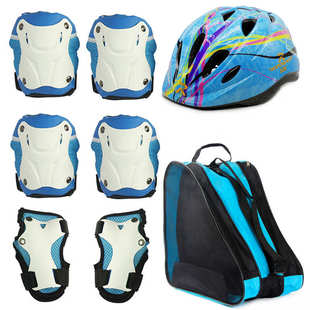 儿童轮滑护具头盔运动护膝护肘护腕6件套装 滑板骑行亲子