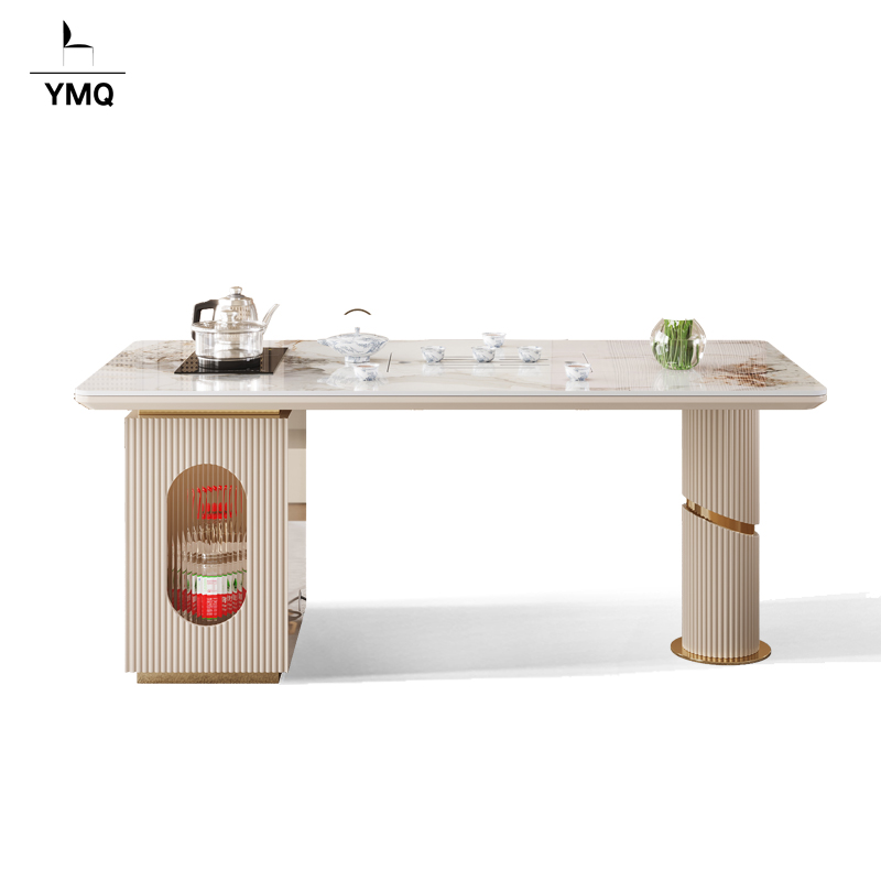 轻奢岩板茶桌椅组合办公喝茶两用现代简约家用小户型阳台小茶台桌