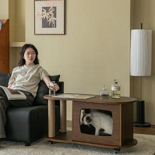 人宠茶几猫窝沙发茶几人猫共用家具边几推车家具小户型撸猫边几
