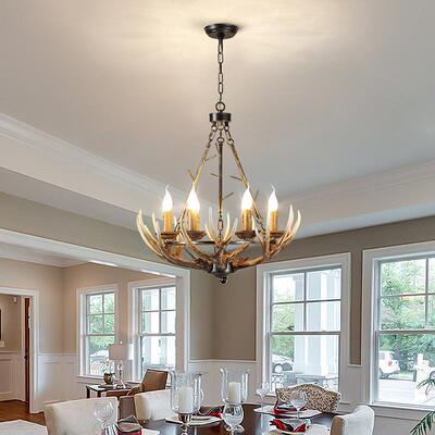 厅鹿8077-6H角灯创意个性客餐厅咖啡厅灯北欧木屋小装吊饰吊灯树