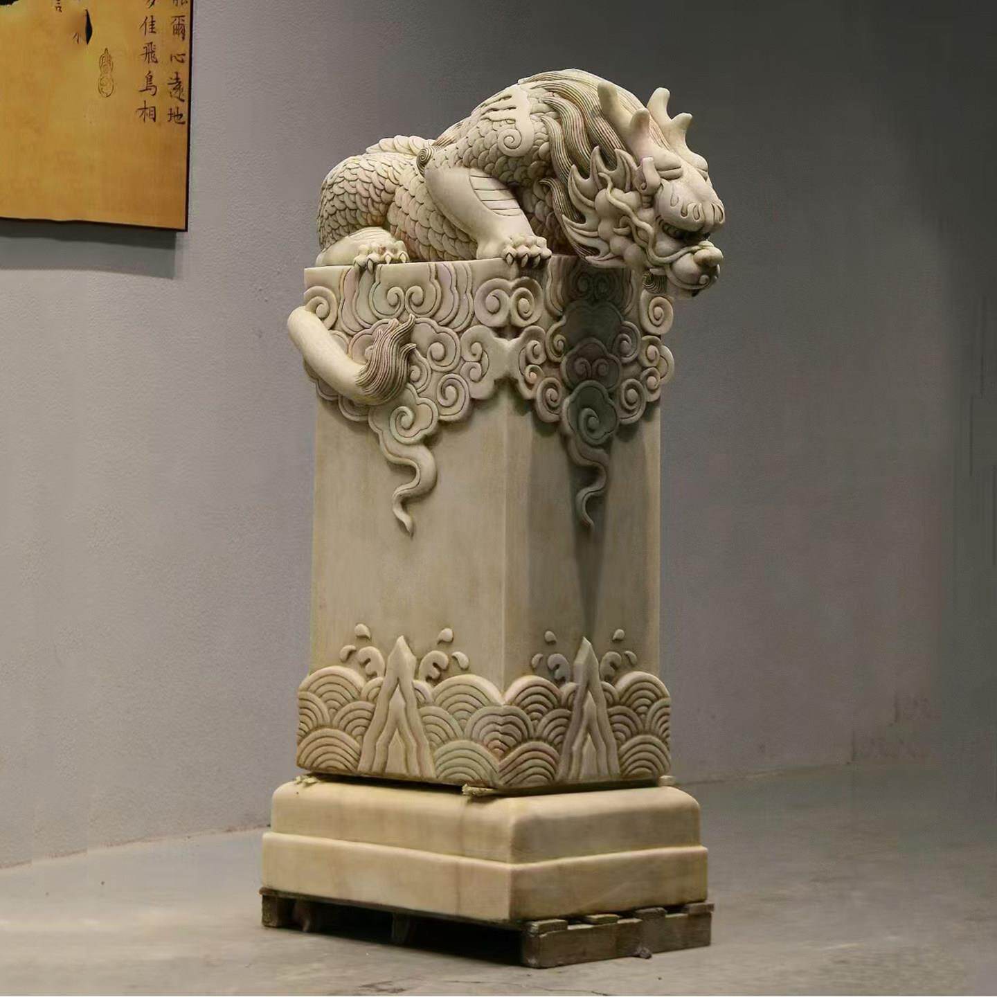 汉白玉石雕吸水兽彷古石柱吸金兽石柱石墩拴马桩庭院户外石头摆件