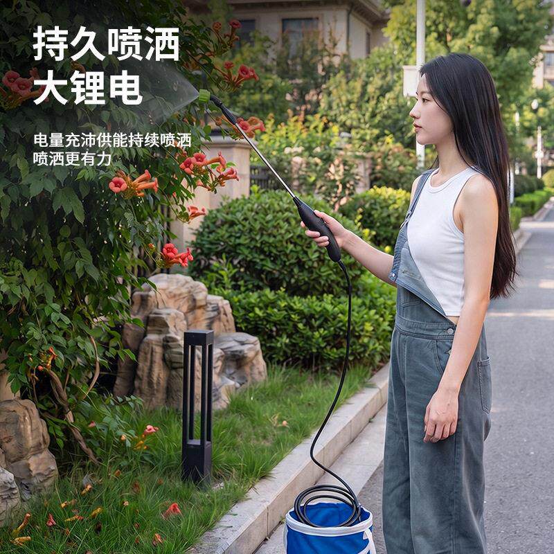 电动自吸喷雾器长续航可接水桶压喷水枪家用园艺浇花消毒喷雾枪