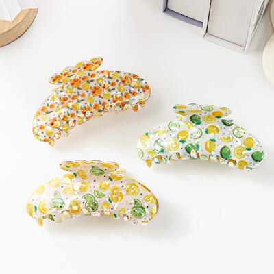 Lemon Orange Large Hair Claw Clips 水果大号抓夹盘发鲨鱼夹