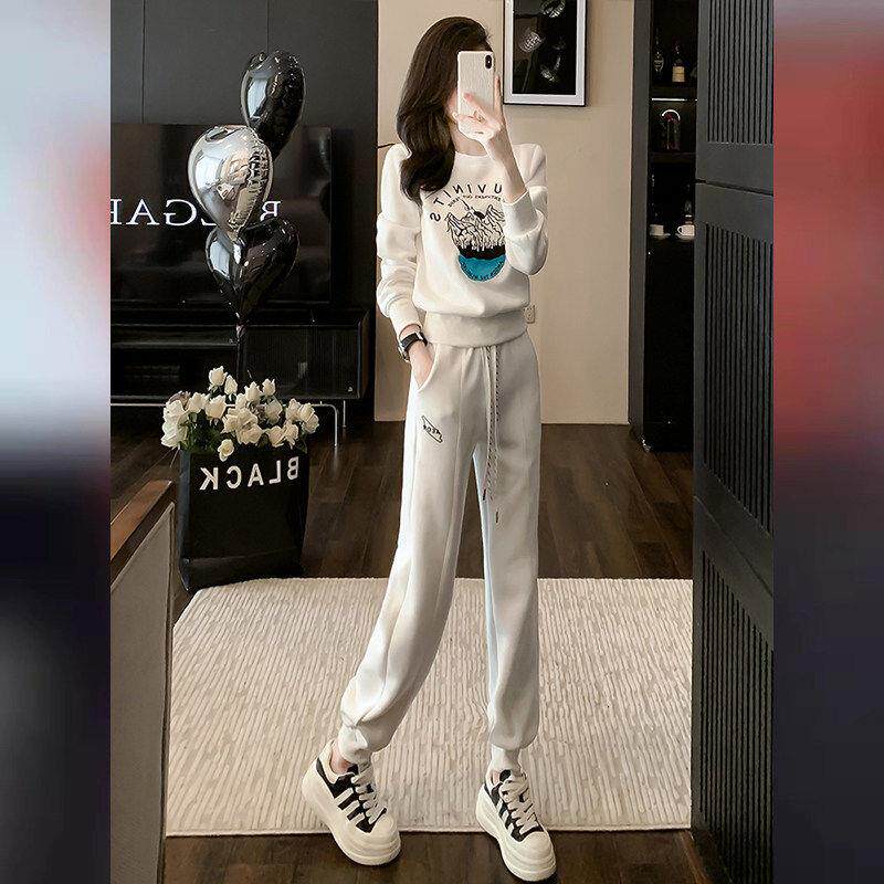 白色运动服卫衣套装女2026春秋新款时尚休闲小个子洋气两件套潮牌