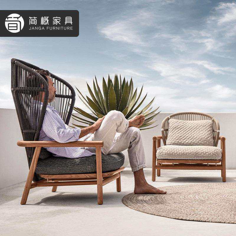 户桌椅外组合休闲庭院露三阳台室外院子22-2-24-露台花园藤编件套