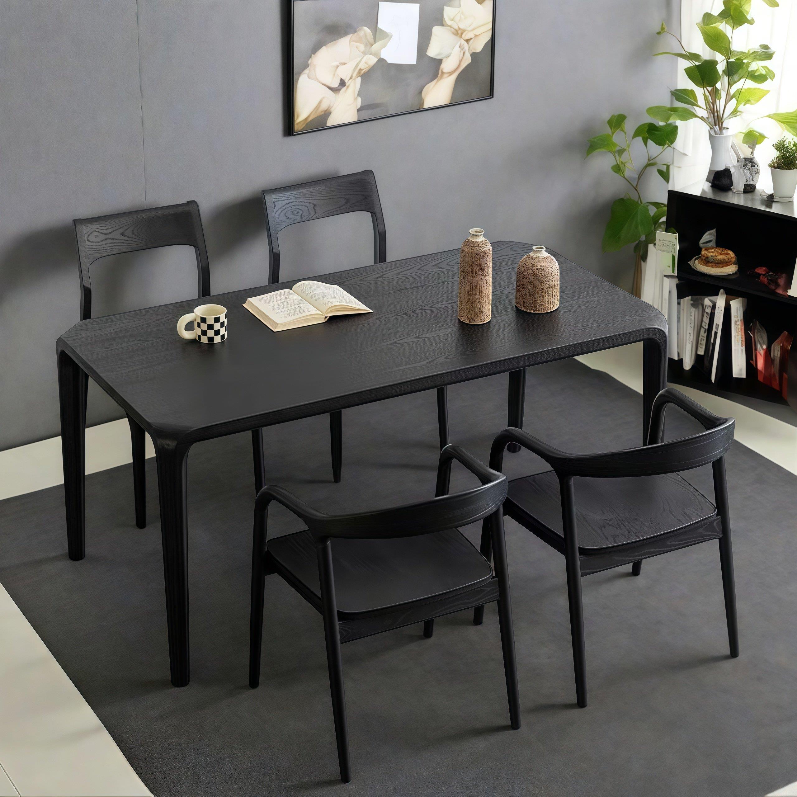 实木餐桌现代简约长方形大板桌新中式饭桌中古全实木餐桌