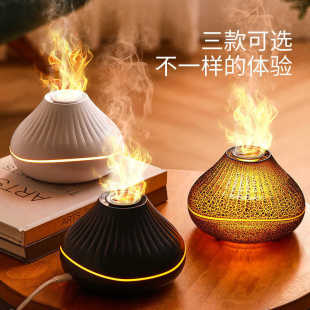 火焰款 香薰机新款 跨境全自动家用插仿真喷雾电喷香加湿器桌面七彩