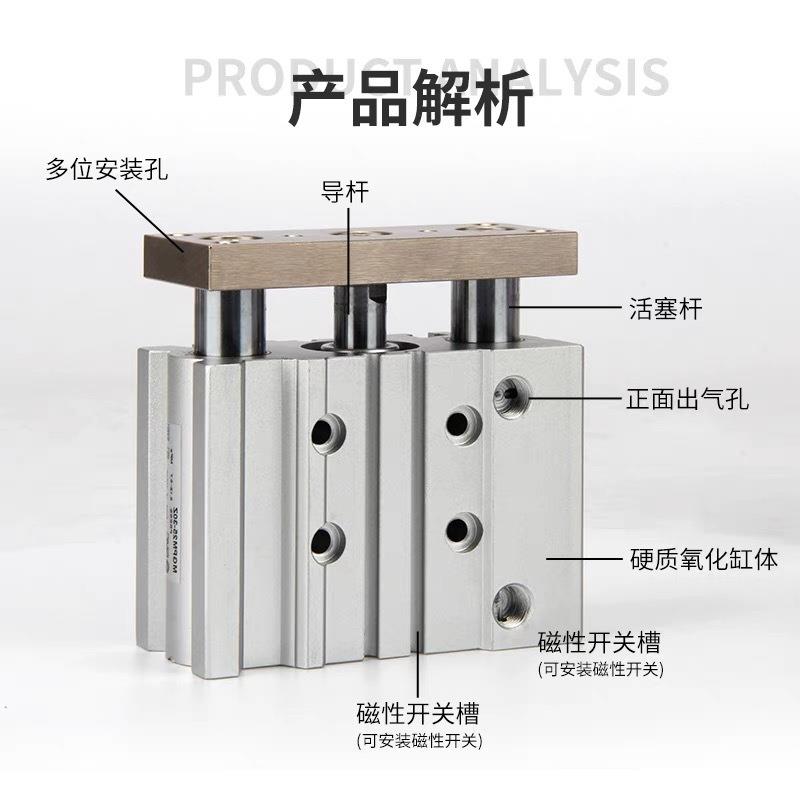 SMC型导杆气缸MGPM40X50X63*50-S三杆高频气缸MGPM32*50S