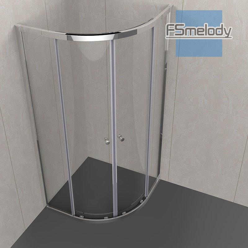 F-1030铝合金弧形简易淋浴房滑趟扇形移门工程双移门圆弧淋浴房
