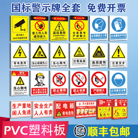 pvc塑料板安全标识牌警告标志仓库消防严禁烟火，禁止吸烟提示牌当心触电危险生产车间工地标语标示标牌贴纸