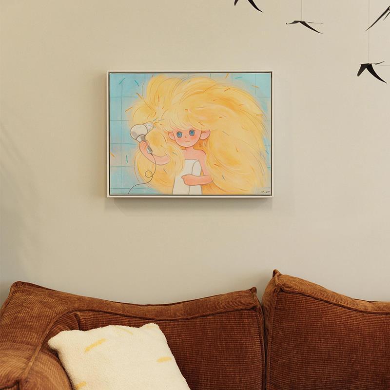 《吹散烦》ZHA188G3奶间油风儿力力客房挂厅画小清新恼卡通卧室床