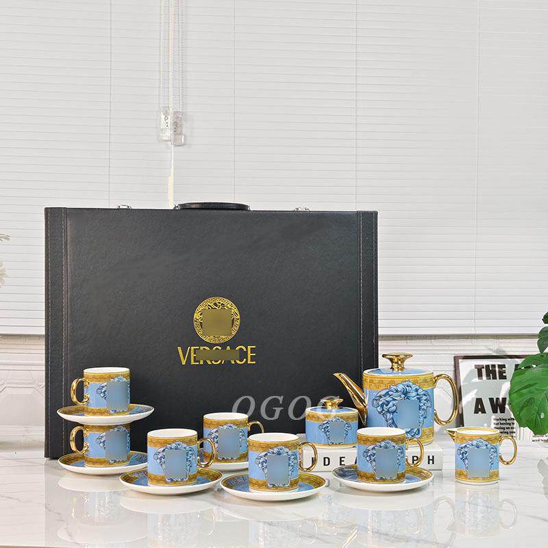范家蓝色变脸骨瓷咖啡具套装杯碟奶壶糖罐茶壶组合高颜值轻奢送礼