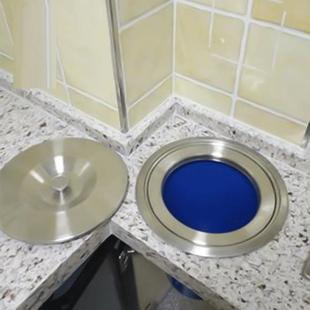 直销整体面不锈盖子不锈底桶嵌入式 F75T67J7钢垃圾桶台钢垃圾桶