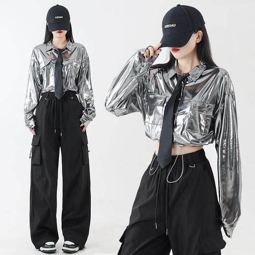 爵士跳舞蹈jazz打歌服ds辣妹女团表演出服kpop万圣节穿搭套装裙秋