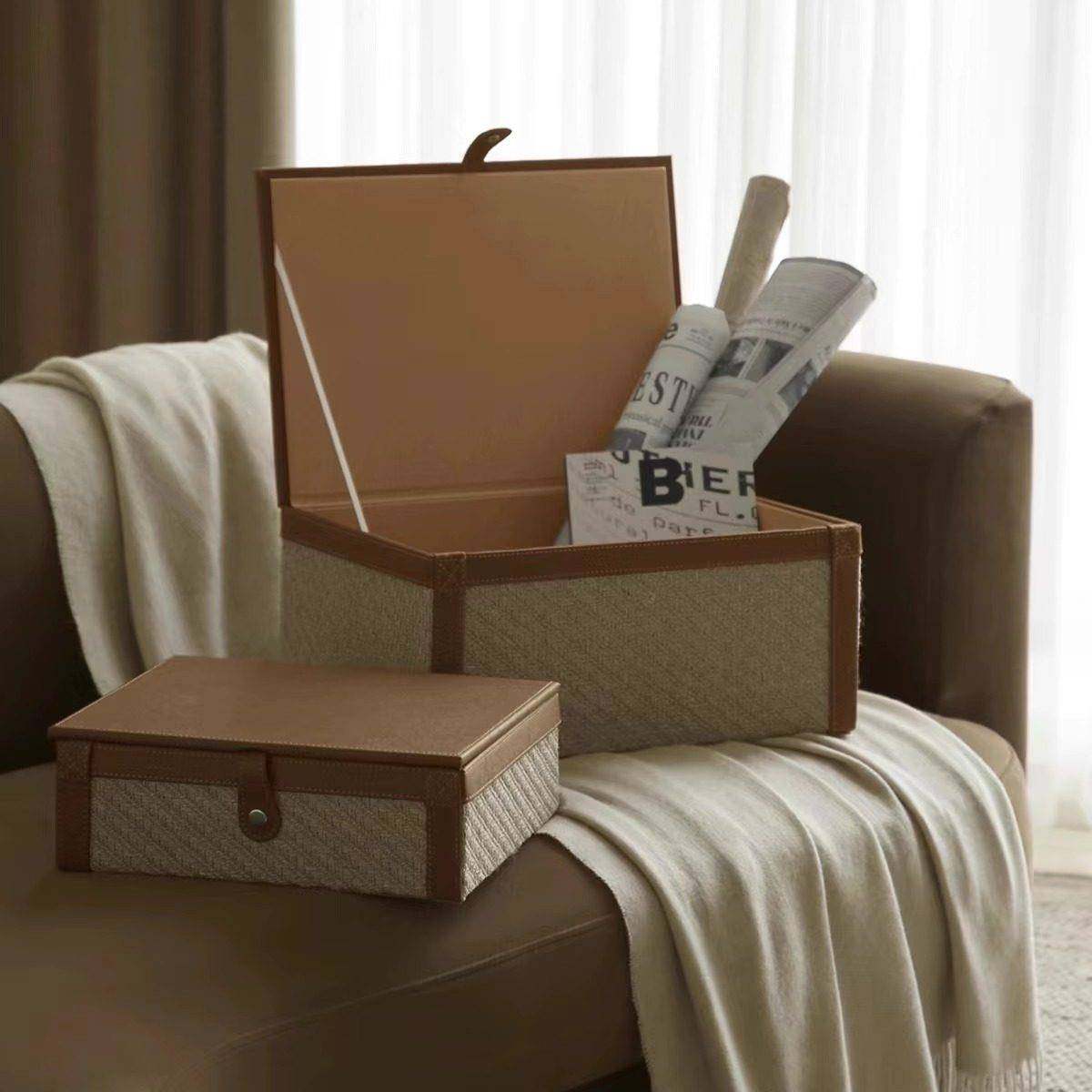 中古风覆古麻布收纳盒样板房装饰盒亚麻皮收纳箱衣帽间衣服整理盒,收纳整理,收纳箱,淘宝优惠券,粉丝福利购,淘宝优惠卷