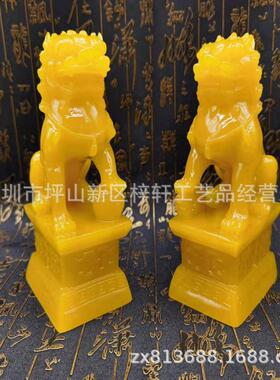 中号白狮子摆件一对金色狮子店铺家居装饰品办公室摆件现货