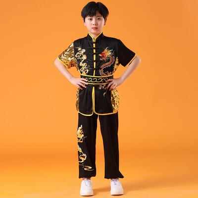 正品新童款中国风儿武术服服练功武馆训女练服武术比赛表演服短袖