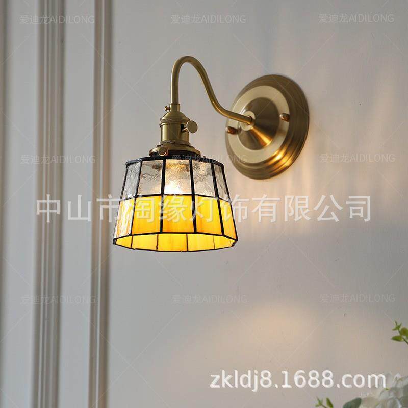 欧式地中海彩色玻璃日式复古壁灯阳台走廊过道酒吧客厅背景墙灯