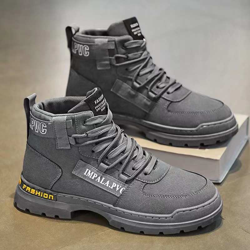 马丁靴男鞋秋季高帮英伦风复古工装靴子男户外防水登山沙漠作战靴