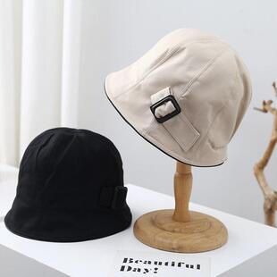 日系简约渔夫帽女休闲盆帽防晒水桶帽春秋季 夏户外百搭遮阳0325e1