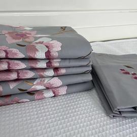 外贸刺绣纯棉床单单件加厚100%全棉斜纹，1.5米1.8床纯色绣花睡单清